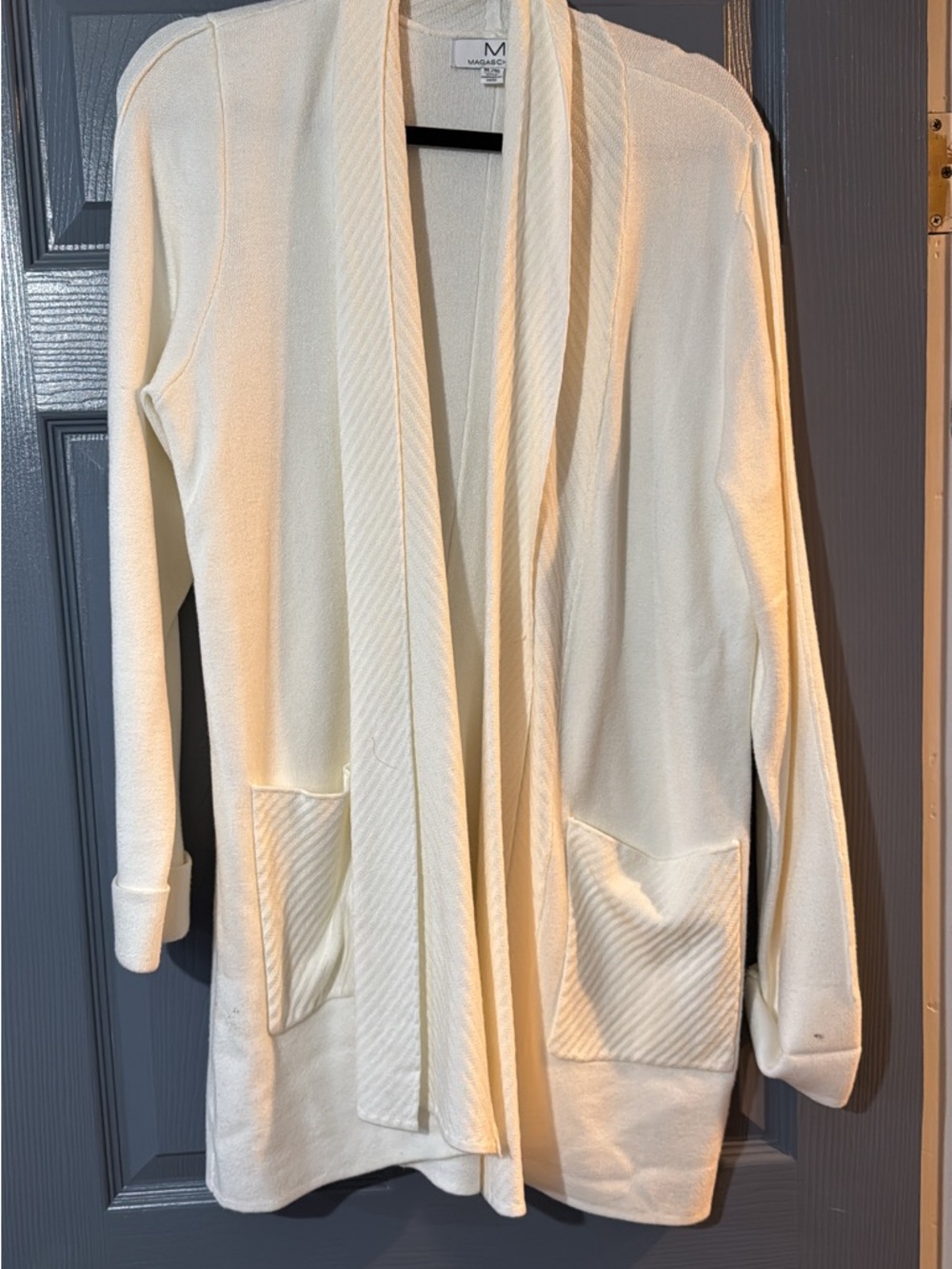 Magaschoni Cream Draped Open Cardigan